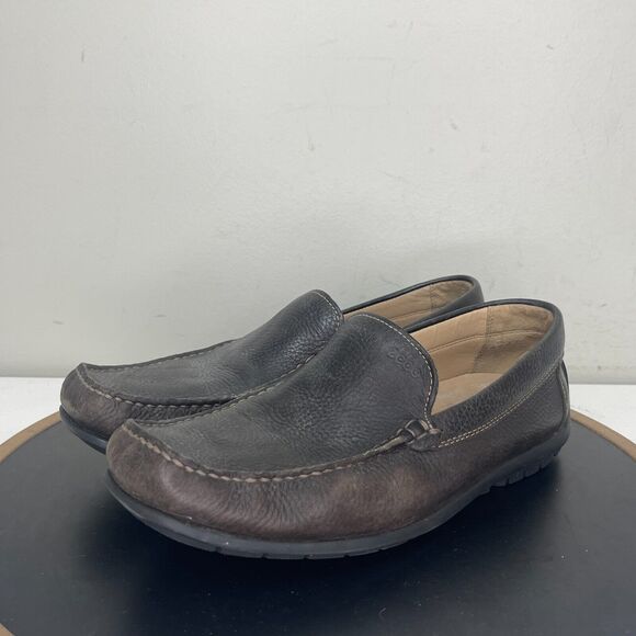Ecco Fusion Loafers Men 8-8.5 Slip On Grained Leather Dark Brown Business Casual main image 7